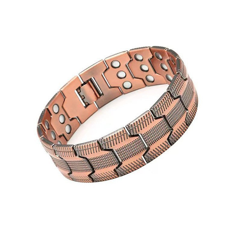 🔥Last Day 49% OFF - Men's Vintage-Style Wide Copper Magnetic Therapy Bracelet🧲