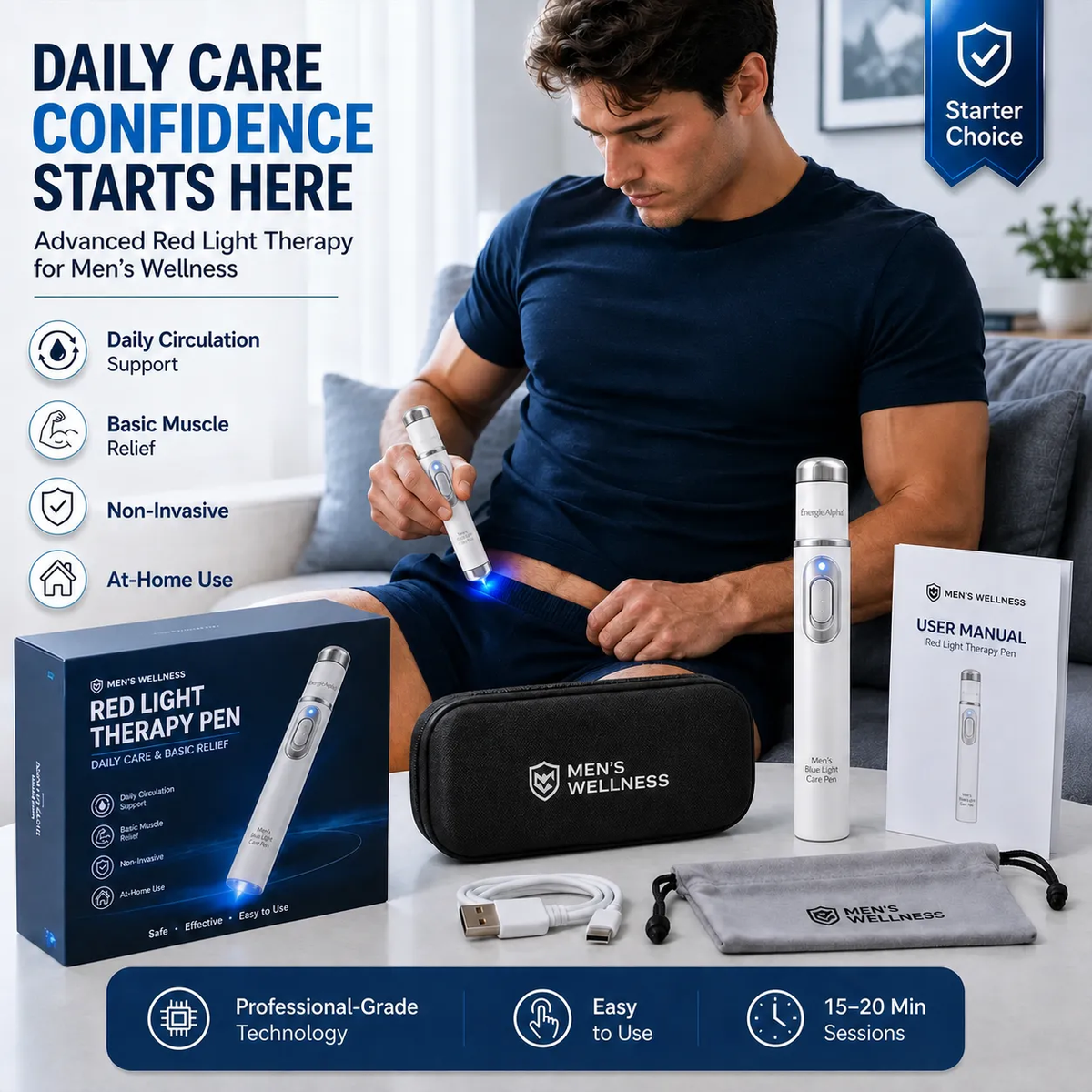 🔥LAST DAY 49% OFF🔥 - 💪Alcuras® Men's Ultrasonic Shock Wave Therapy Care Pen | Advanced Acoustic Wave Technology | Boost Circulation, Relieve Pain & Support Male Performance Confidence 💪