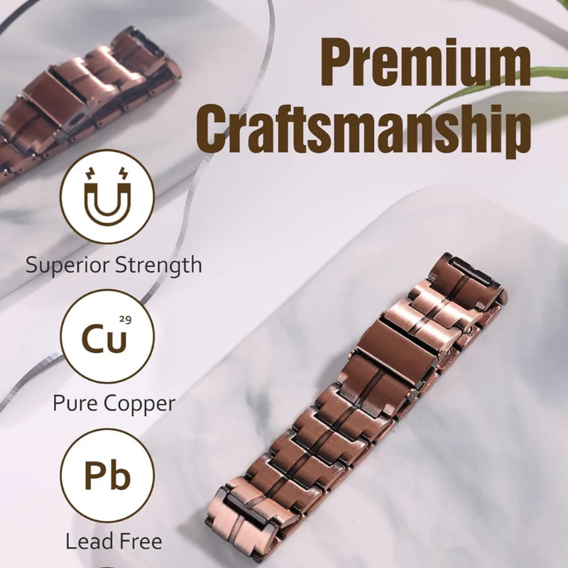 🔥Last Day 49% OFF - Men's Vintage-Style Wide Copper Magnetic Therapy Bracelet🧲