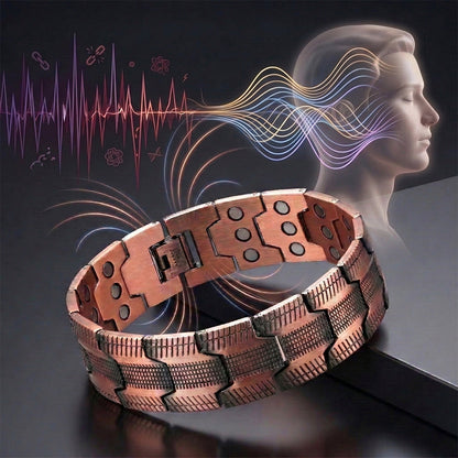 🔥Last Day 49% OFF - Men's Vintage-Style Wide Copper Magnetic Therapy Bracelet🧲